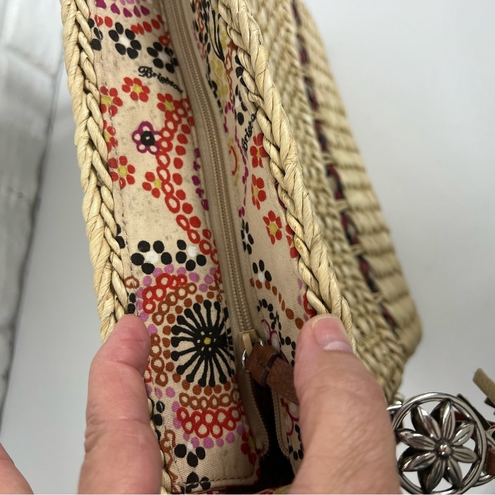 BRIGHTON Raffia Purse With Leather Trim & Braided Leather Strap - Picture 9 of 13